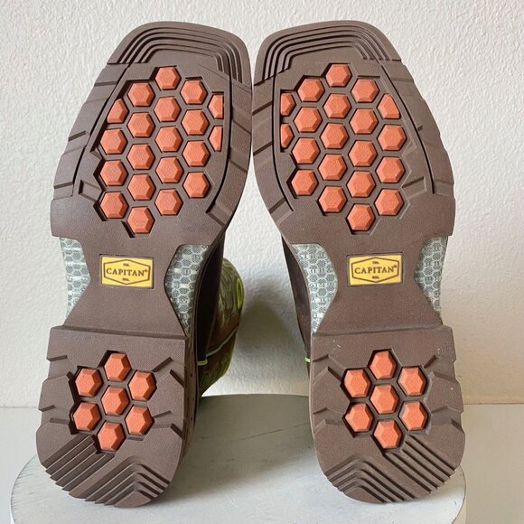 Capitan Mens Brown Cowboy Boots Size 10 D Square Toe Leather Western Rubber Sole - Picture 8 of 10